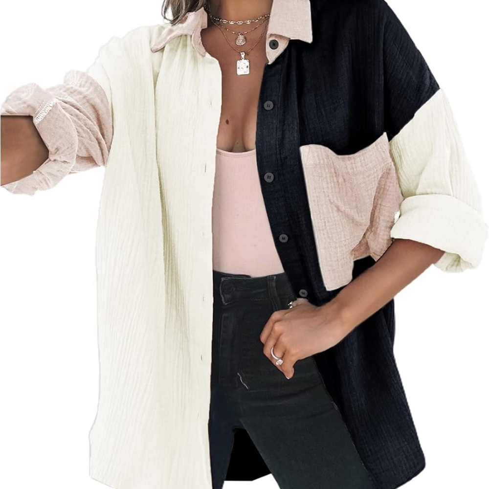 Colorblock Button-Up Shirt